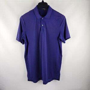 RLX Ralph Lauren Men Medium Purple Black Striped S/S Golf Polo